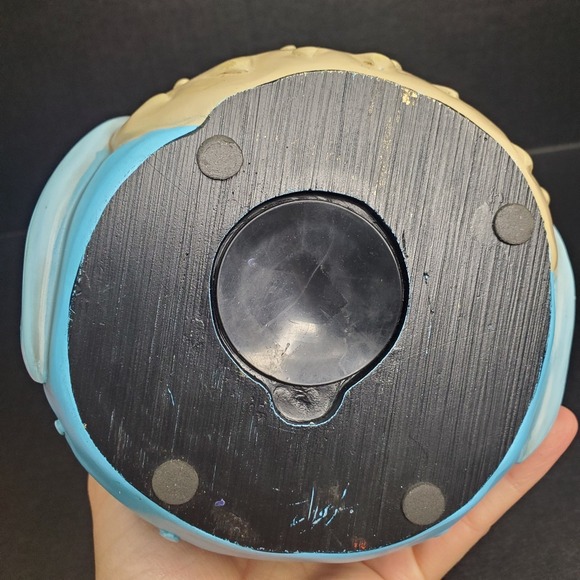 Kitschy Hard Rubber Pudgy Blue Bird Piggy Bank Vintage 6"x6" - Picture 6 of 9